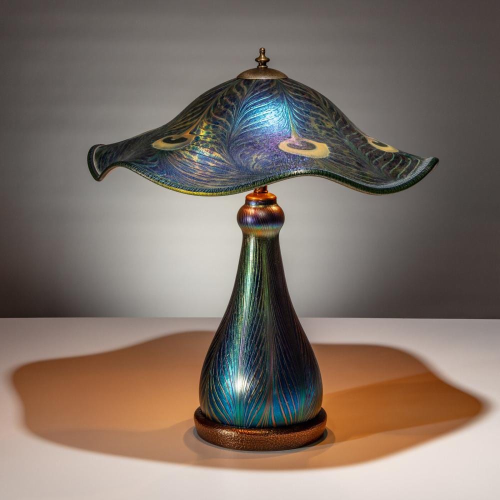 Charles Lotton comparable auction result: charles lotton american 1935 2021 large peacock feather lamp 2002