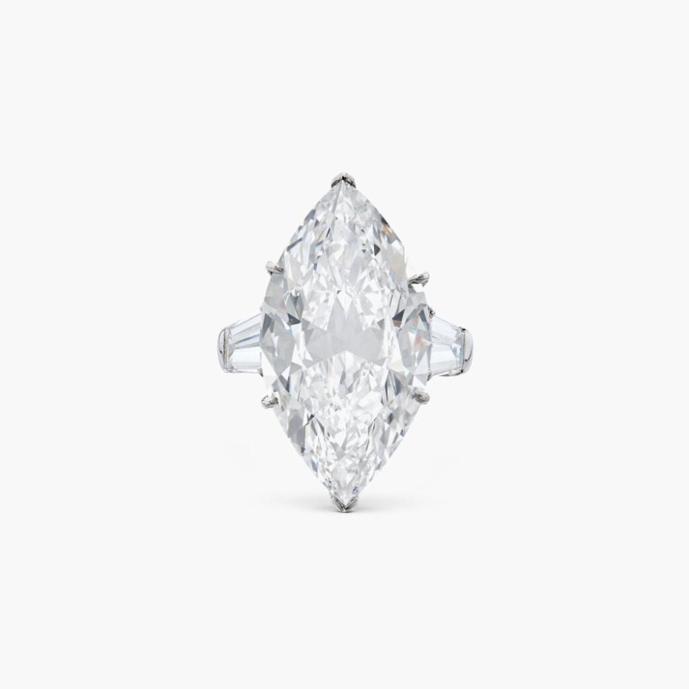Diamond Ring | 海瑞溫斯頓 戒托 | 13.76克拉 欖尖形 D色 內部無瑕 Type IIa 鑽石 戒指 comparable sale