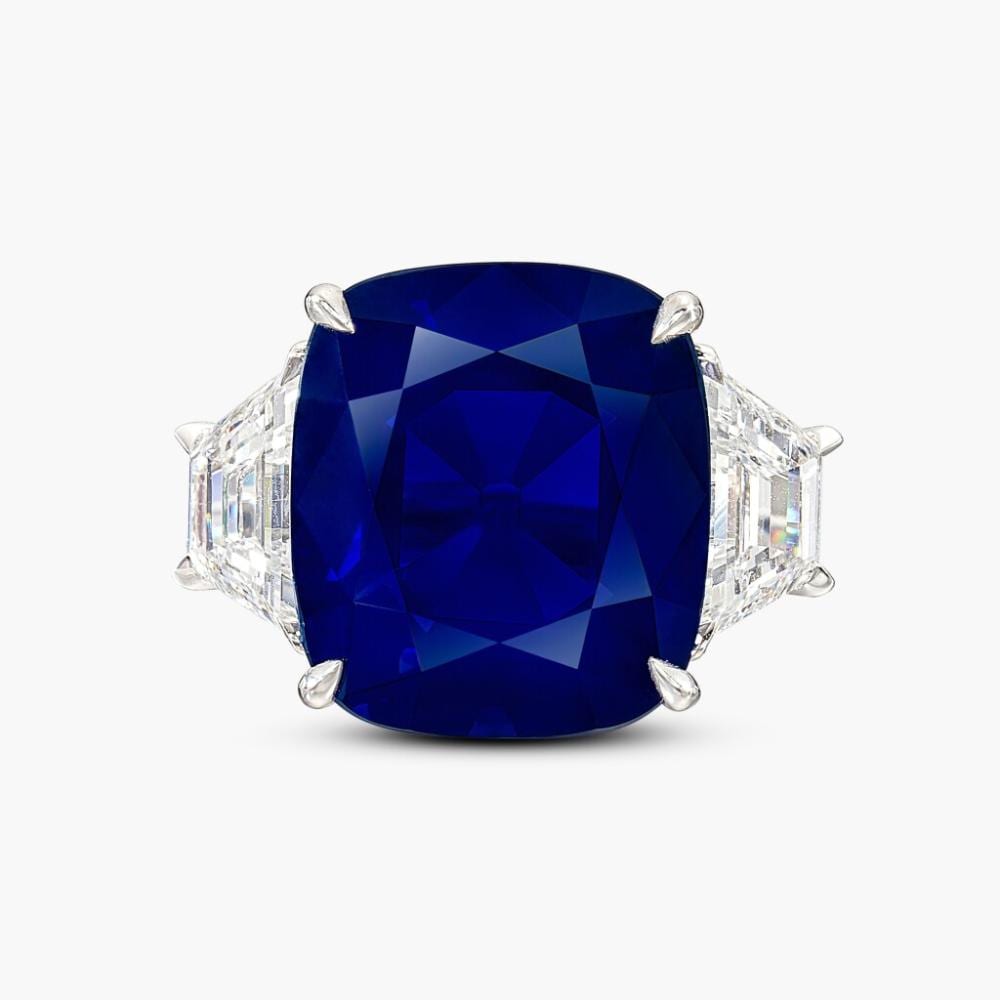 An Important Sapphire and Diamond Ring | Ronald Abram | 重要 15.33克拉 天然「克什米爾」未經加熱藍寶石 配 鑽石 戒指 comparable sale