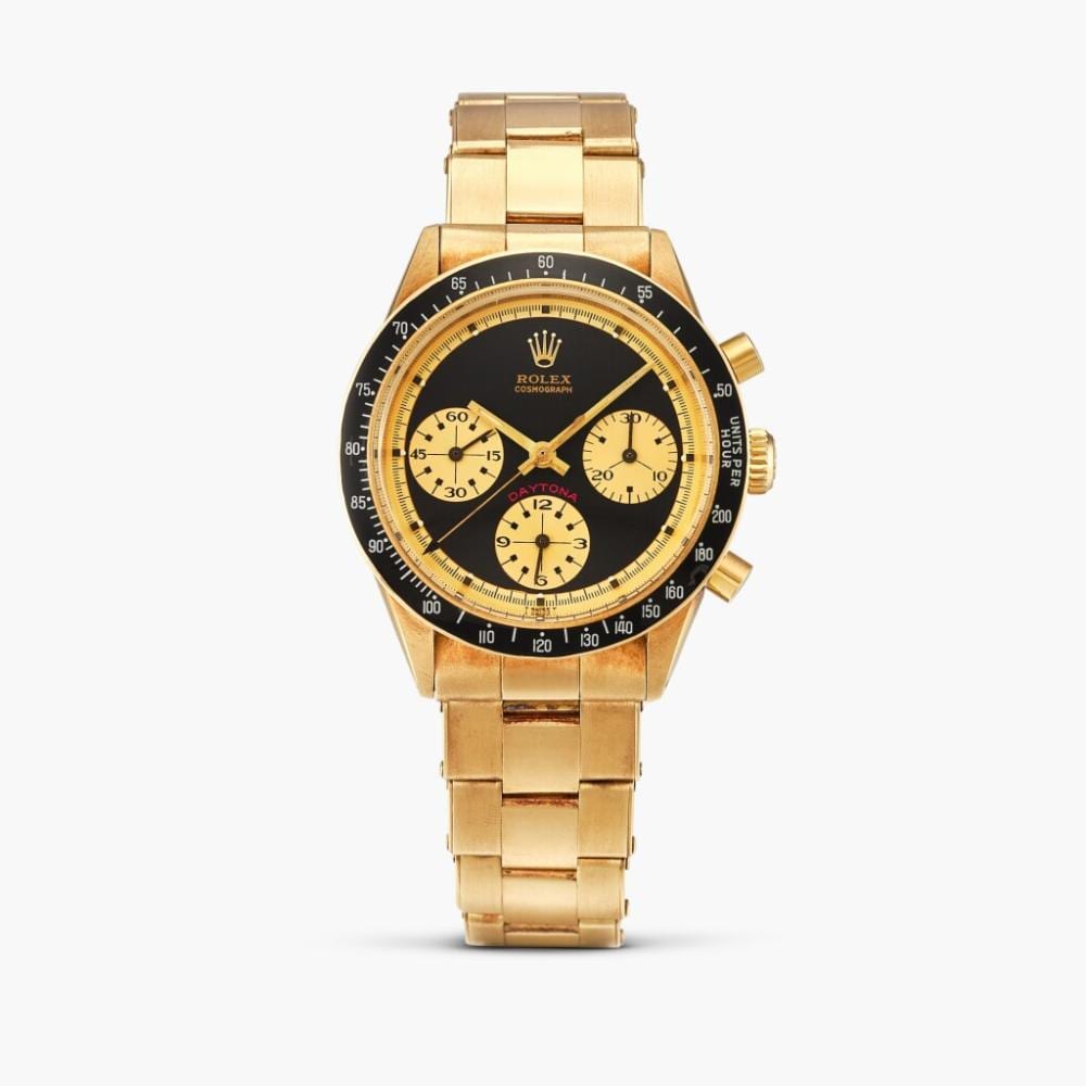 Cosmograph Daytona 'Paul Newman John Player Special Cherry', Reference 6264 | A yellow gold chronograph wristwatch with bracelet, Circa 1971 comparable sale