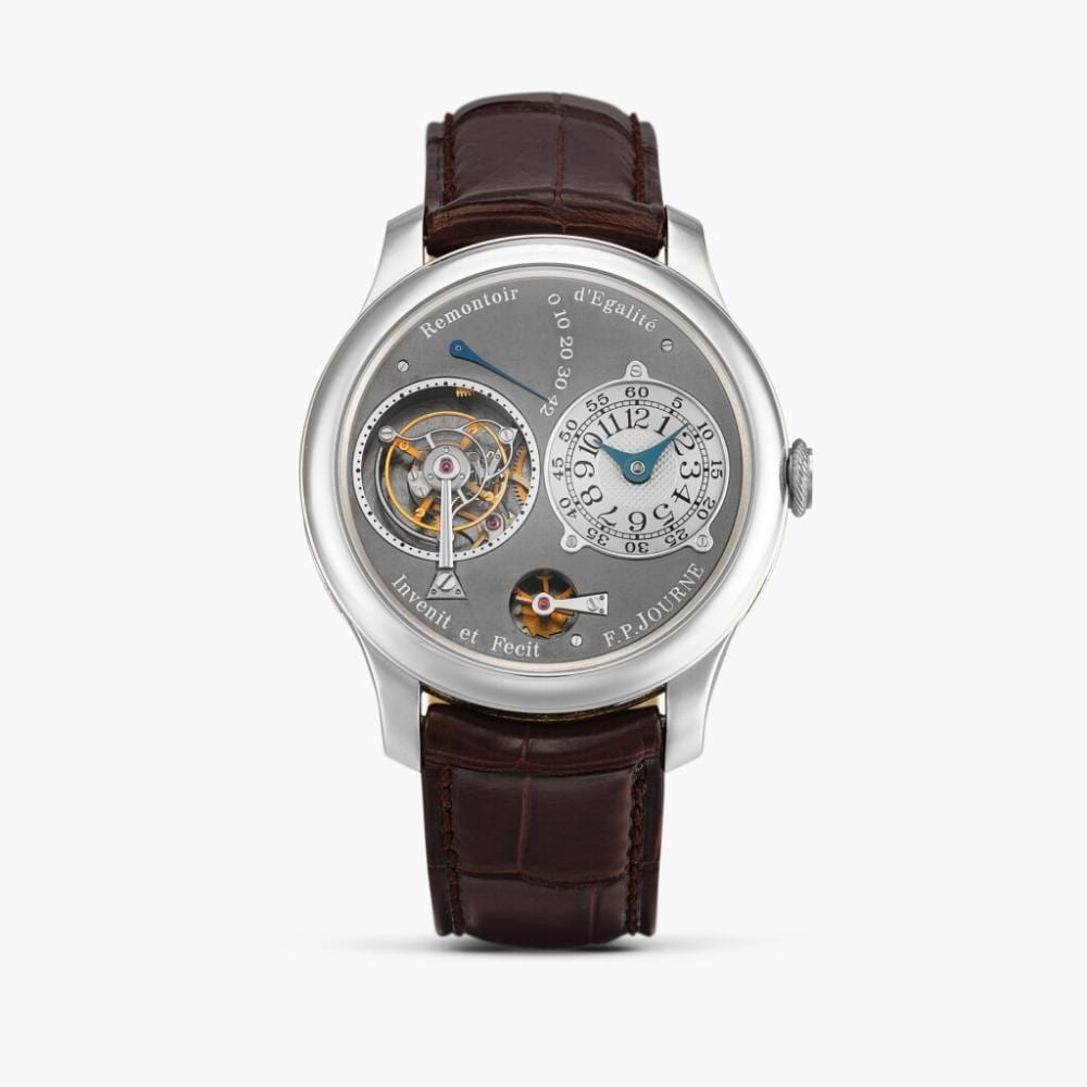 Tourbillon Souverain ‘Ruthenium’ | A limited edition platinum tourbillon wristwatch with constant force remontoire and power reserve indication, Circa 2001 comparable sale