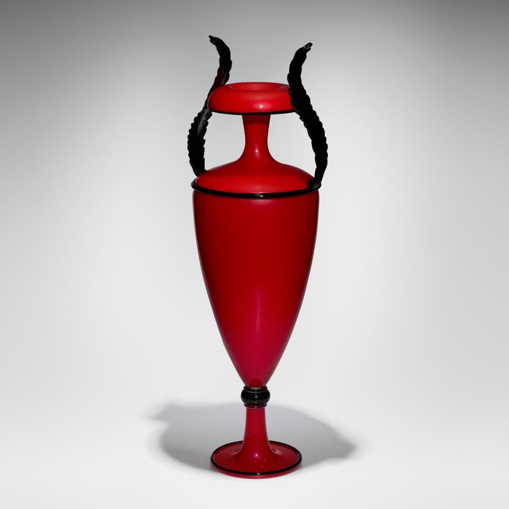 Dante Marioni comparable auction result: dante marioni tall red and black urn