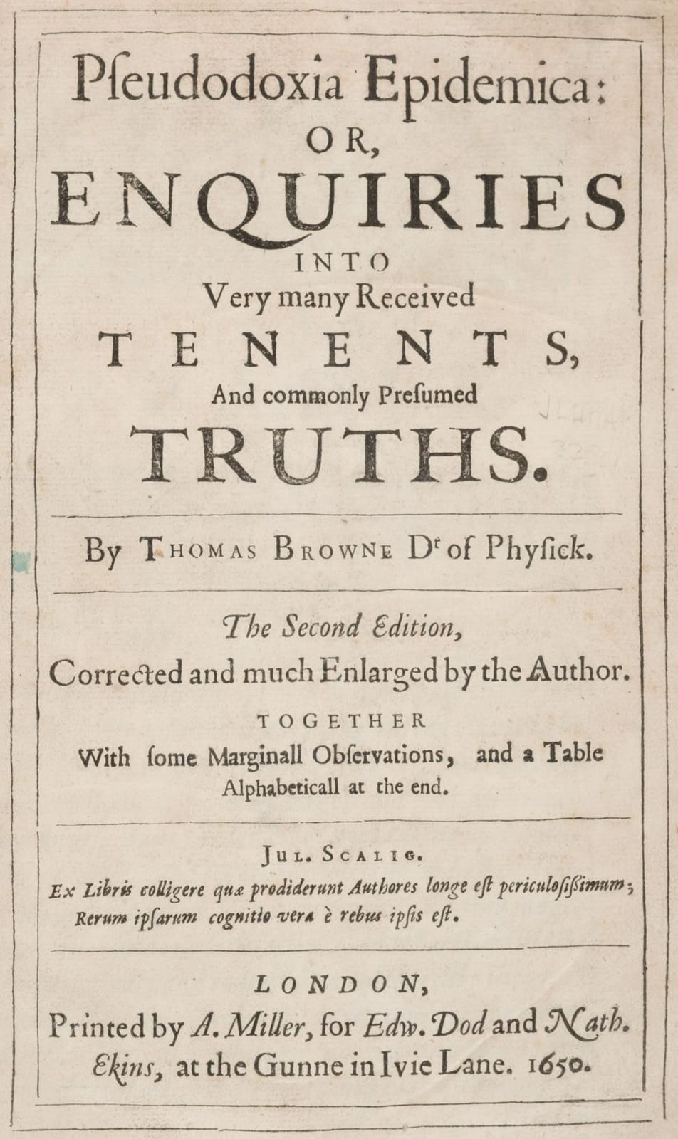 Jacques Louis Roux comparable auction result: browne thomas pseudodoxia epidemica 2nd edition 1650
