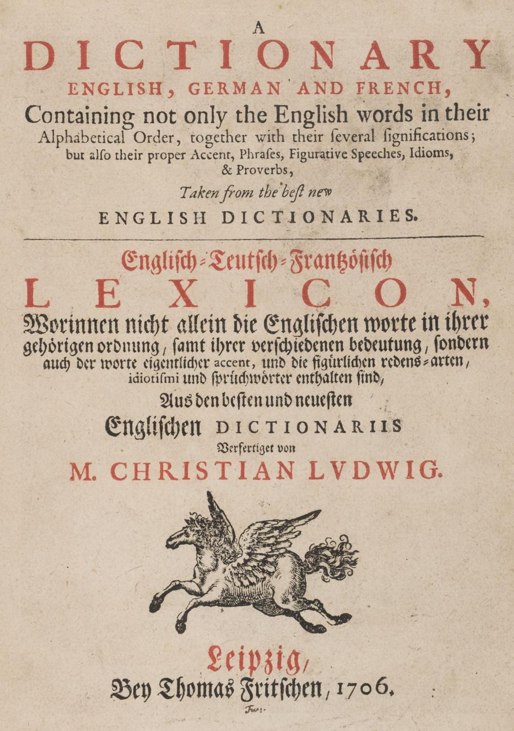 Lajos Márk comparable auction result: ludwig christian a dictionary english german and french 1706