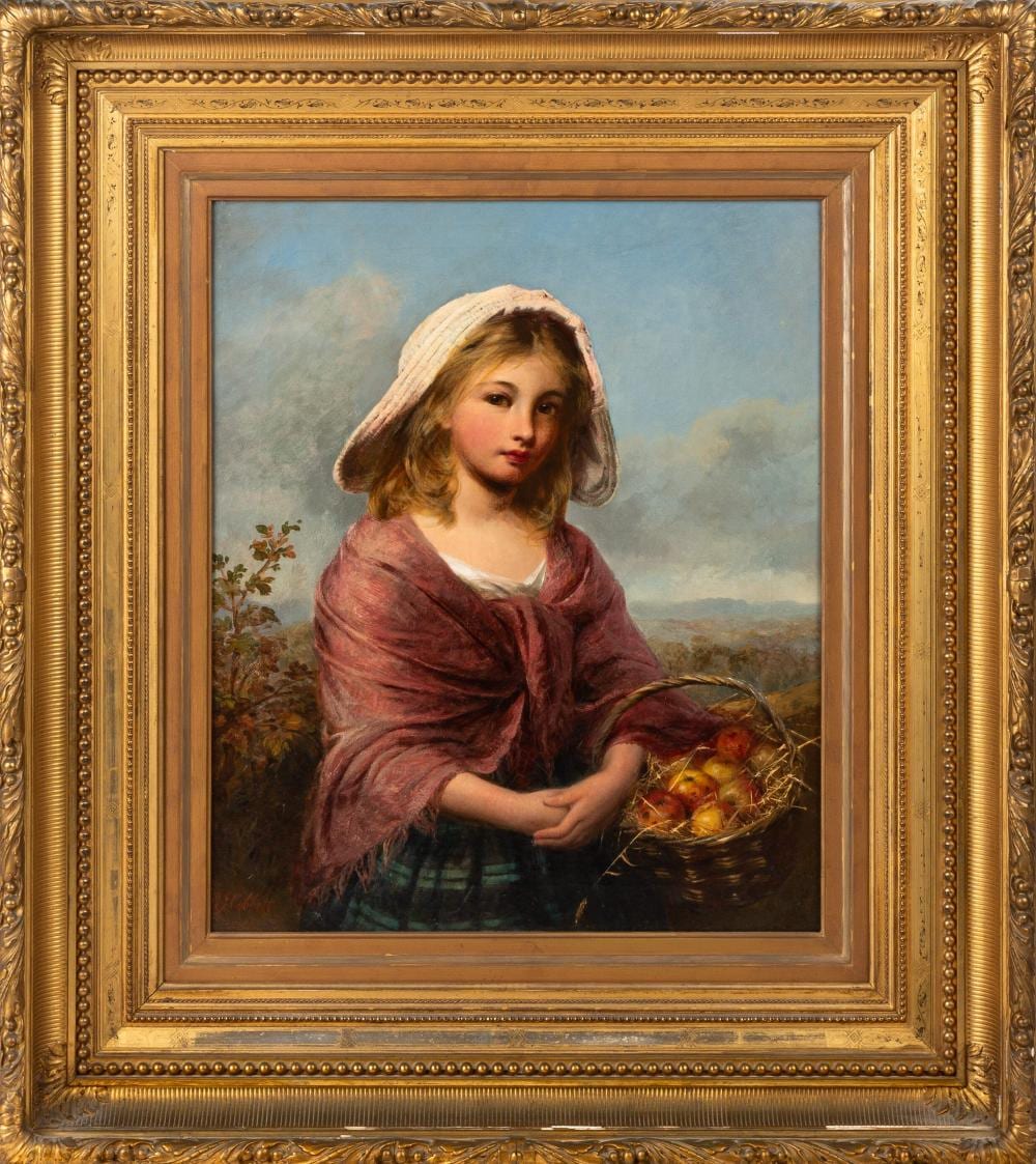edward john cobbett british 1815 1899 portrait of a young girl with fruit basket · Cottone Auctions · 2026-05-21 Edward John Cobbett comparable auction result: edward john cobbett british 1815 1899 portrait of a young girl with fruit basket