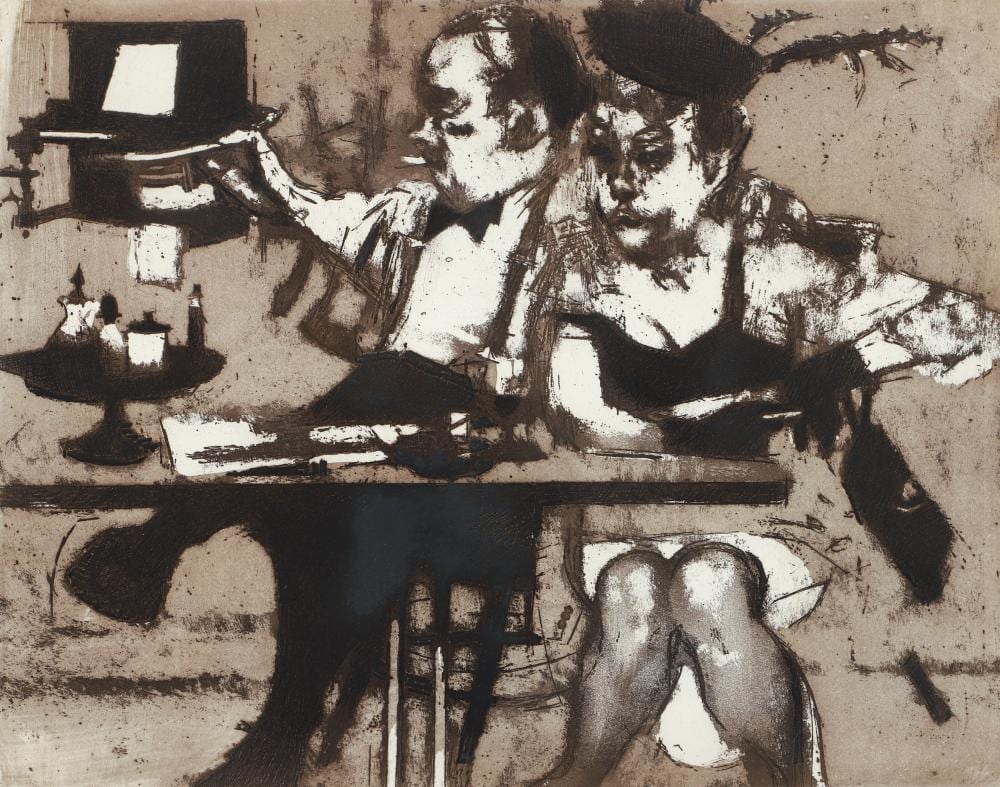 Jack Levine comparable auction result: jack levine signed etching love careless love 1969