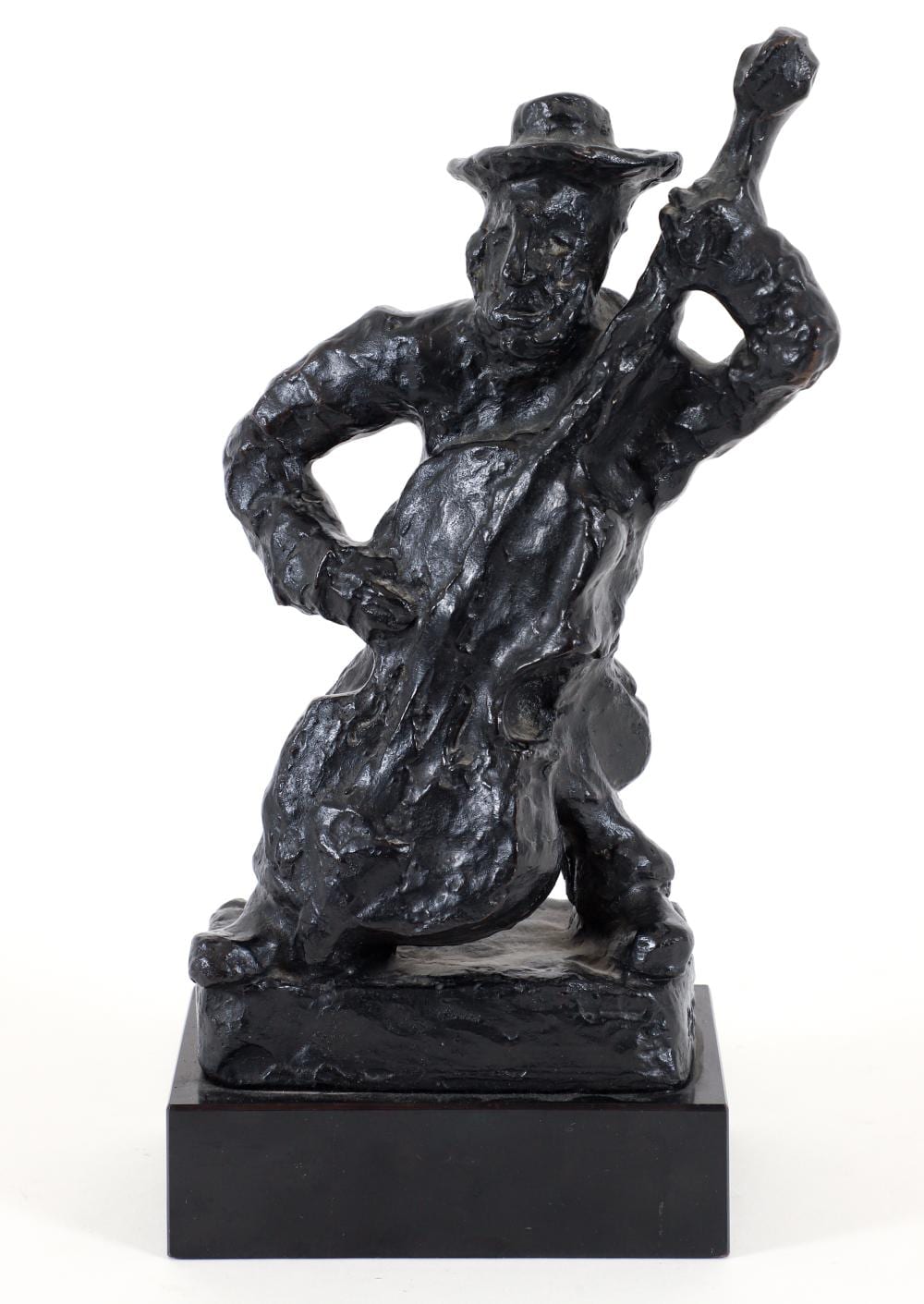 Mané-Katz comparable auction result: klezmer bass player bronze sculpture after mane katz
