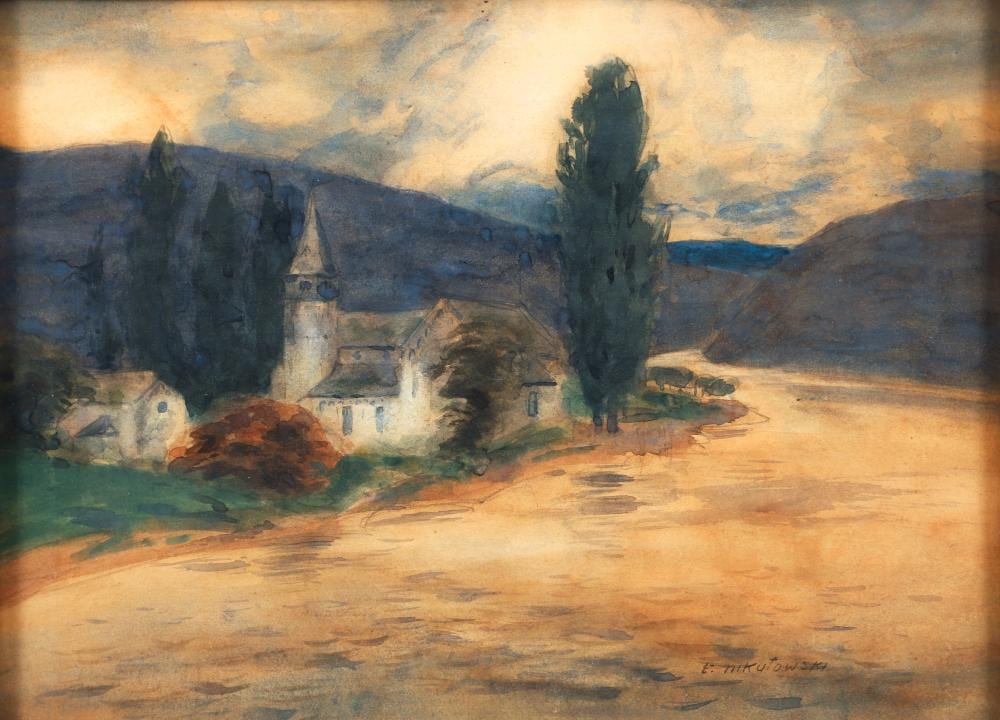 Erich Nikutowski comparable auction result: erich nikutowski framed watercolor clenenscapelle