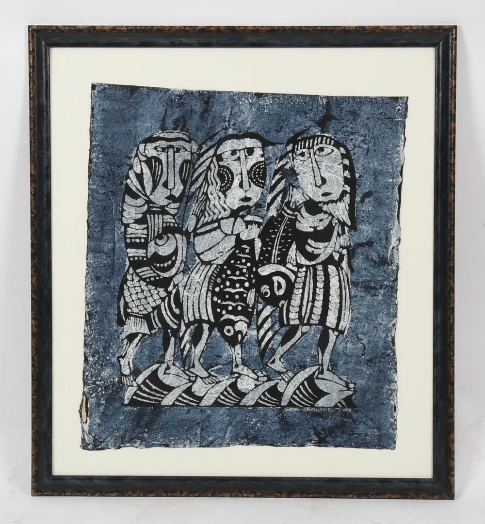 Sadao Watanabe comparable auction result: sadao watanabe japanese american 1913 1996 three fishermen 1966