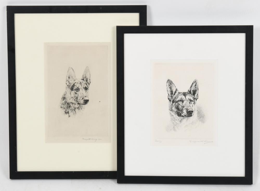 Marguerite Kirmse comparable auction result: marguerite kirmse american 1885 1954 two german shepherd head study etchings