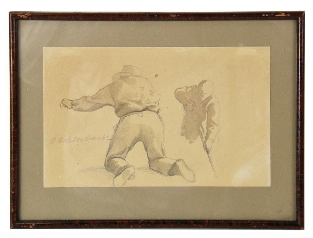Andreas Achenbach comparable auction result: andreas achenbach drawing of a man watercolor