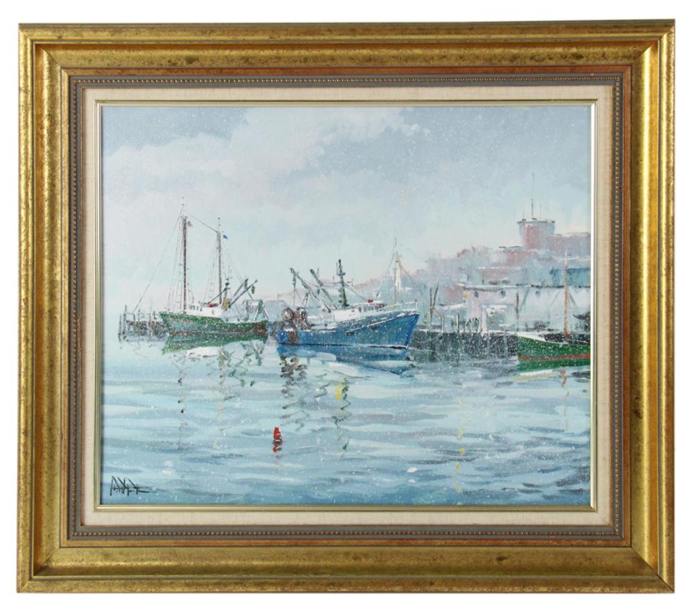 john nesta gloucester harbor scene oil on canvas · Kaminski Auctions · 2026-05-17 John Nesta comparable auction result: john nesta gloucester harbor scene oil on canvas