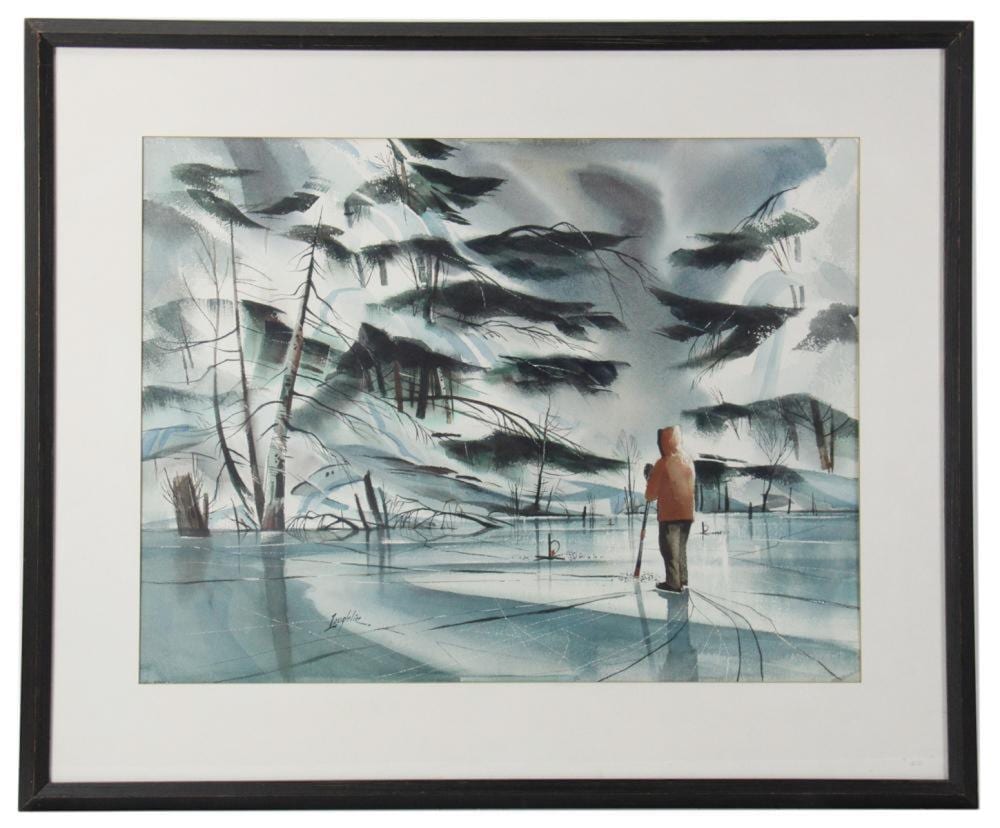 John Leo Loughlin comparable auction result: john leo loughlin ice drilling watercolor