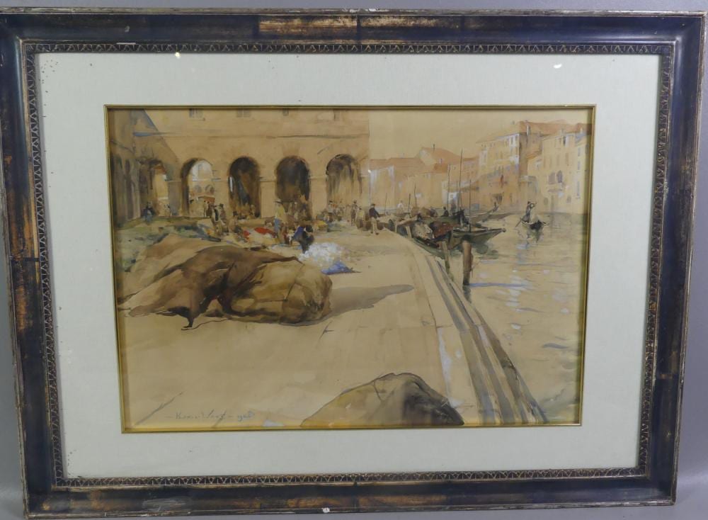 Vernon Ward comparable auction result: vernon ward 1926 painting of venetian canal