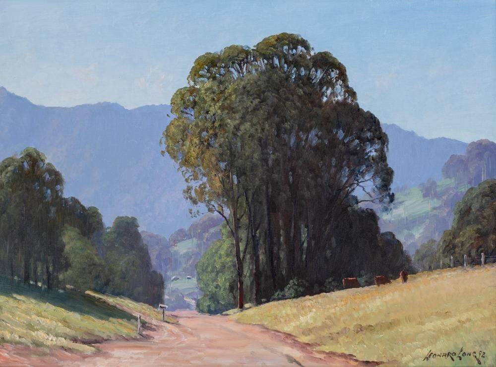 leonard long 1911 2013 into the hills cambewarra nsw 1992 · Gibson's · 2026-05-17 Leonard Long comparable auction result: leonard long 1911 2013 into the hills cambewarra nsw 1992