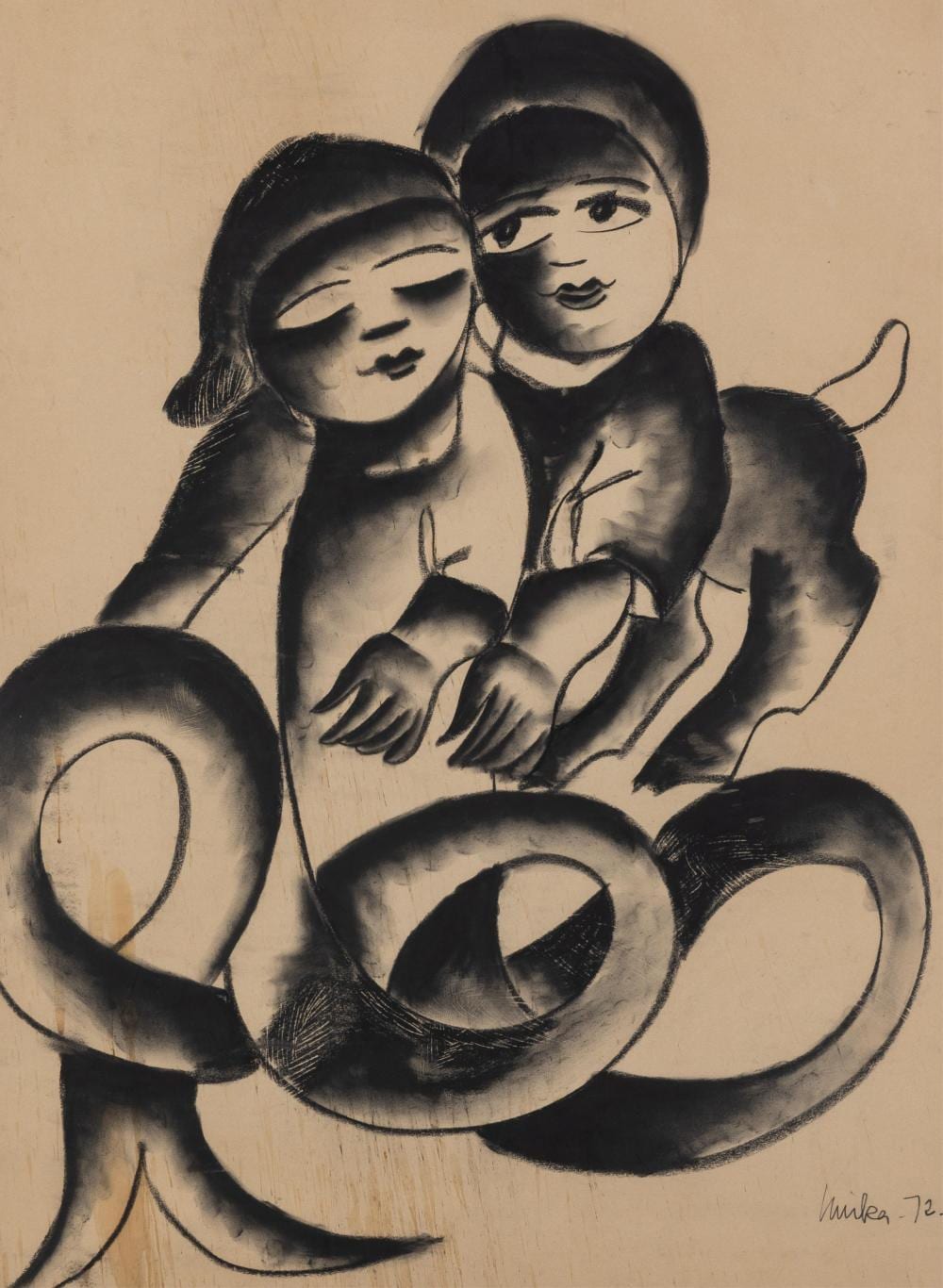 Mirka Mora comparable auction result: mirka mora 1928 2018 fawn with snake girl 1972
