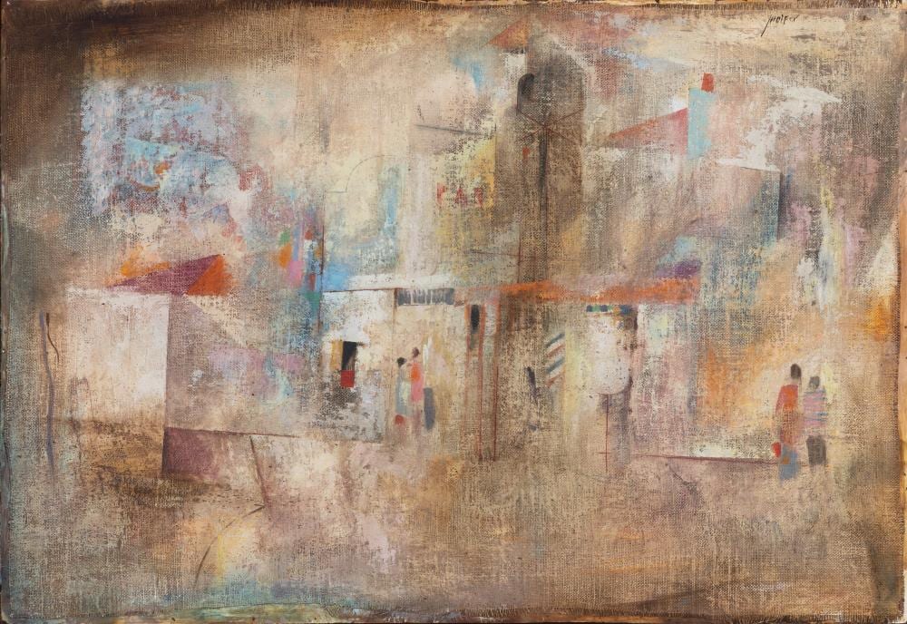 Robert Juniper comparable auction result: robert juniper 1929 2012 figures in outback street