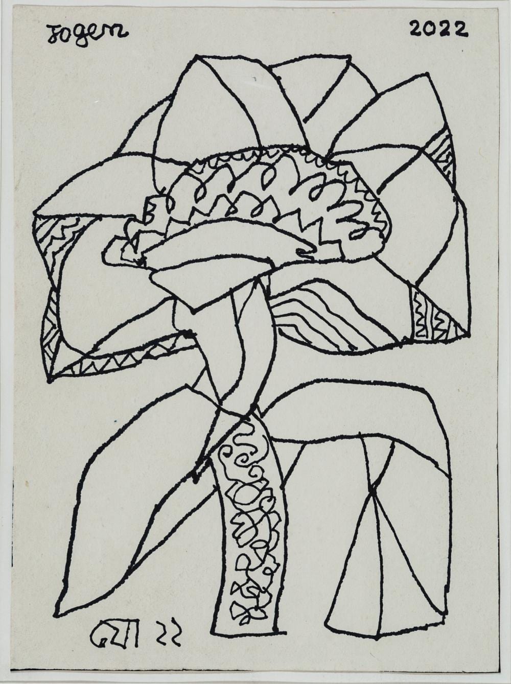 jogen chowdhury b 1939 flower 2022 signed jogen on top left dated 22 on top right · PLAKAS · 2026-05-21 Jogen Chowdhury comparable auction result: jogen chowdhury b 1939 flower 2022 signed jogen on top left dated 22 on top right