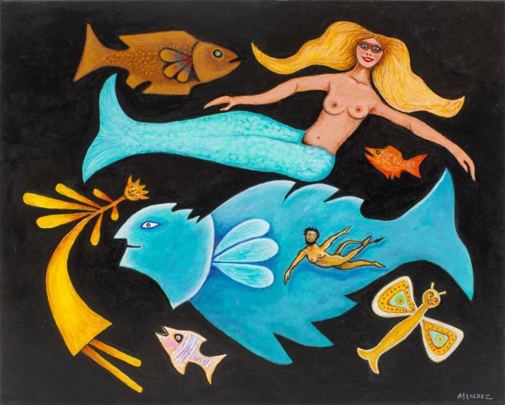 Louis Mendez comparable auction result: louis mendez sea world dance of life acrylic