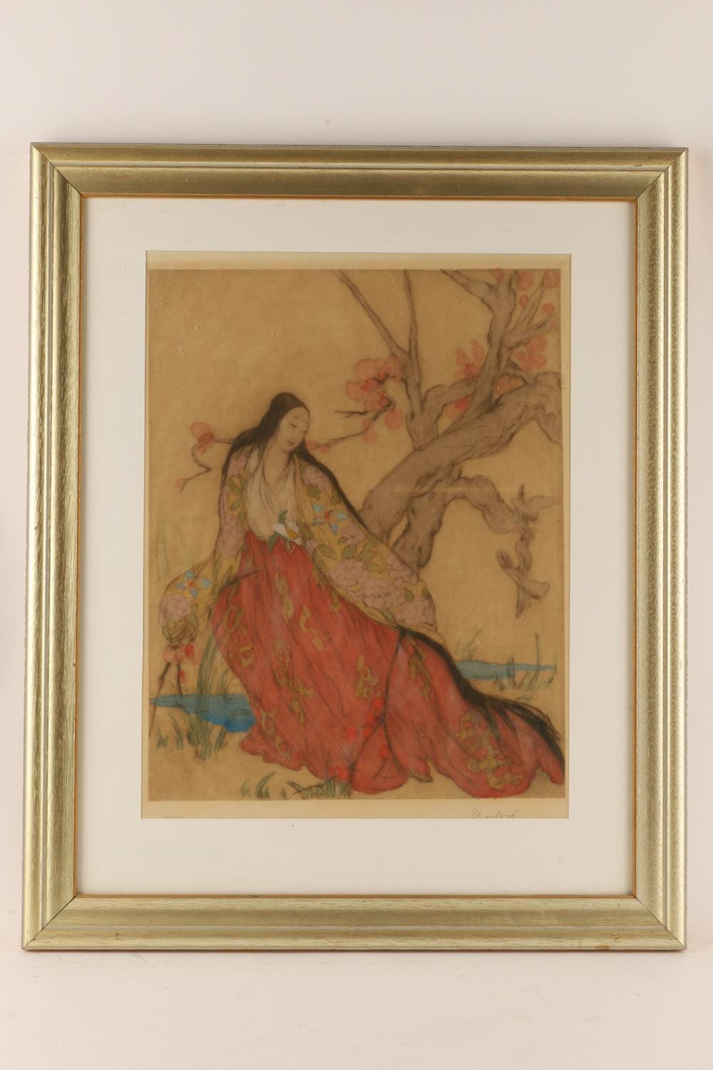 Elyse Ashe Lord comparable auction result: elyse ashe lord british 1900 1971 colored etching seated woman
