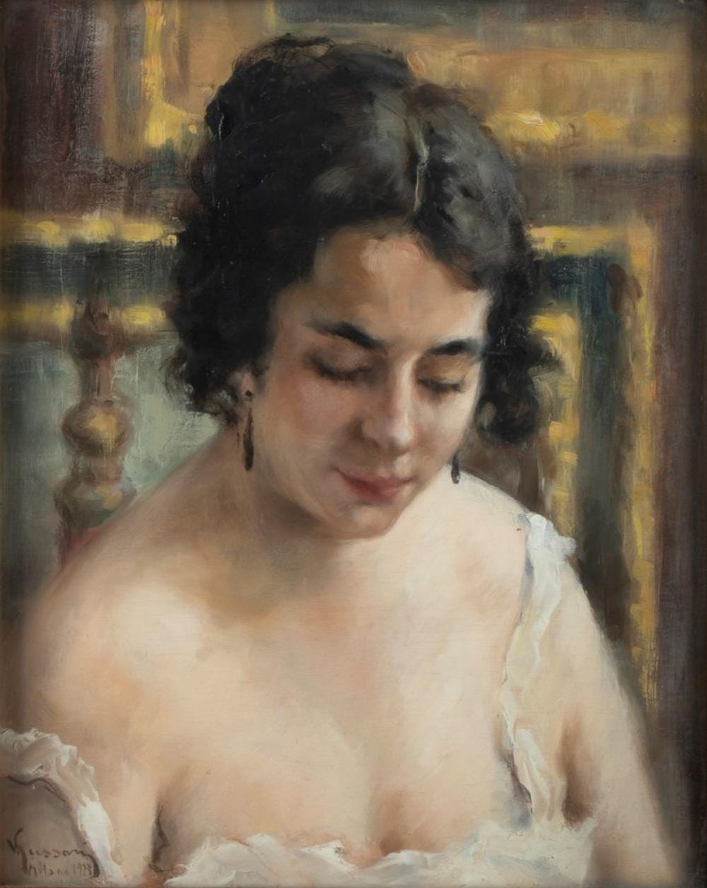 Vittorio Gussoni comparable auction result: vittorio gussoni milano 1893 sanremo 1968 portrait of a woman 1923
