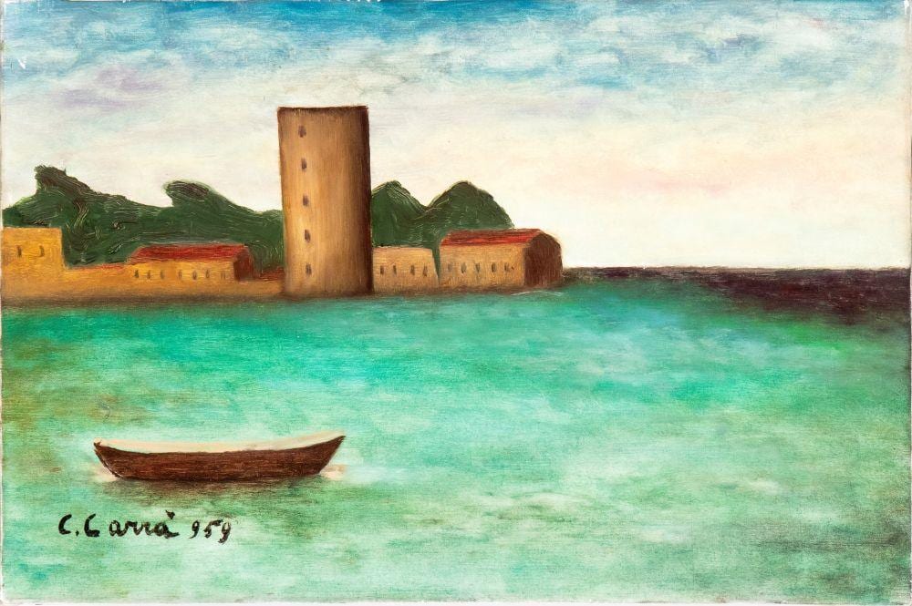Carlo (1881) Carrà comparable auction result: carlo carr quargnento 1881 milano 1966 seascape at bocca di magra 1959