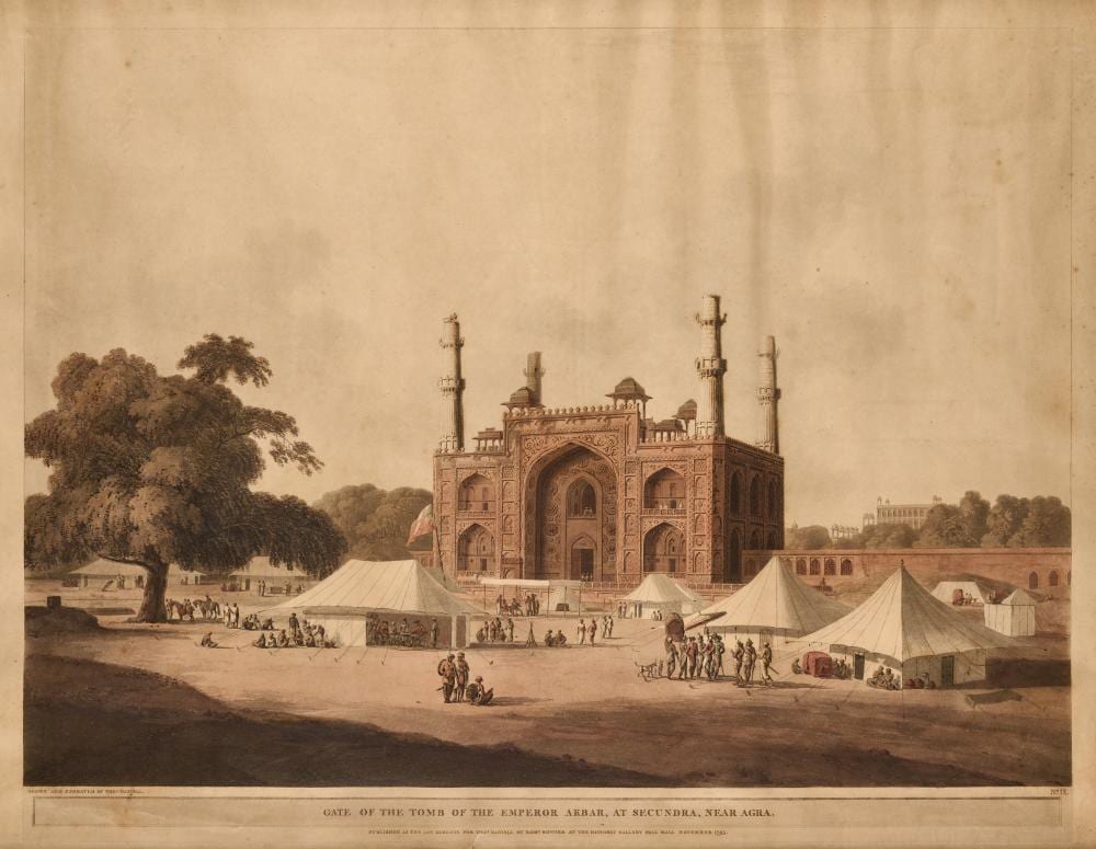 Thomas Daniell comparable auction result: gate of the tomb of the emperor akbar at secundra near agra 1795 after thomas daniell