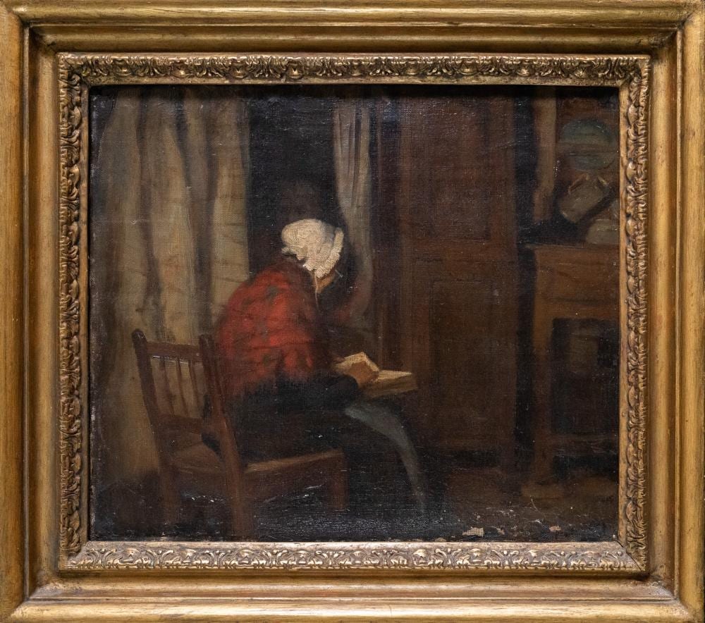 Henry John Dobson comparable auction result: henry john dobson scottish 1858 1928 lady reading in an interior