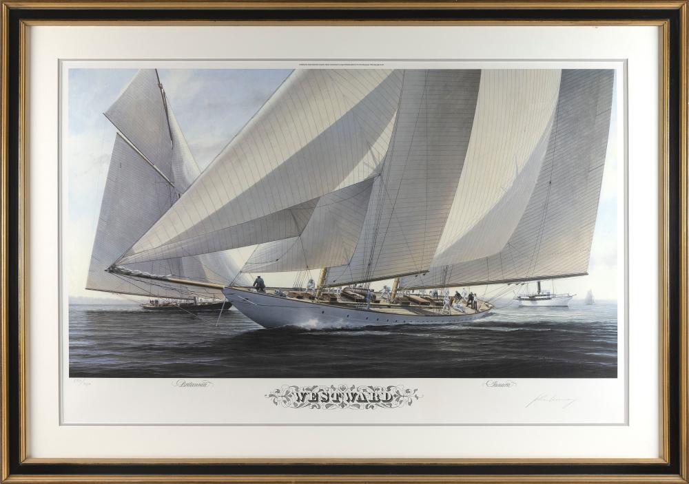 John Mecray comparable auction result: john marcy mecray rhode island pennsylvania 1937 2017 westward britannia and janara lithograph 25 x 43 framed 38 x 54