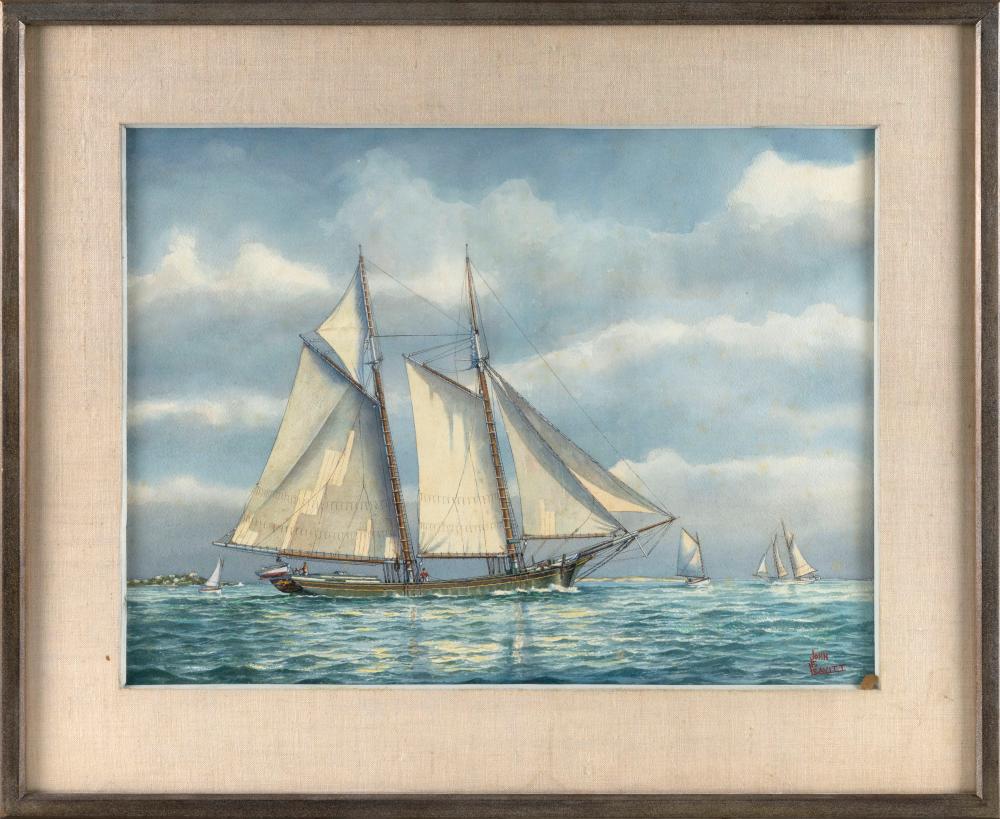 John Faunce Leavitt comparable auction result: john faunce leavitt massachusetts connecticut 1905 1974 the schooner alice wentworth watercolor on paper 24 x 30 framed 24 5 x 30 5