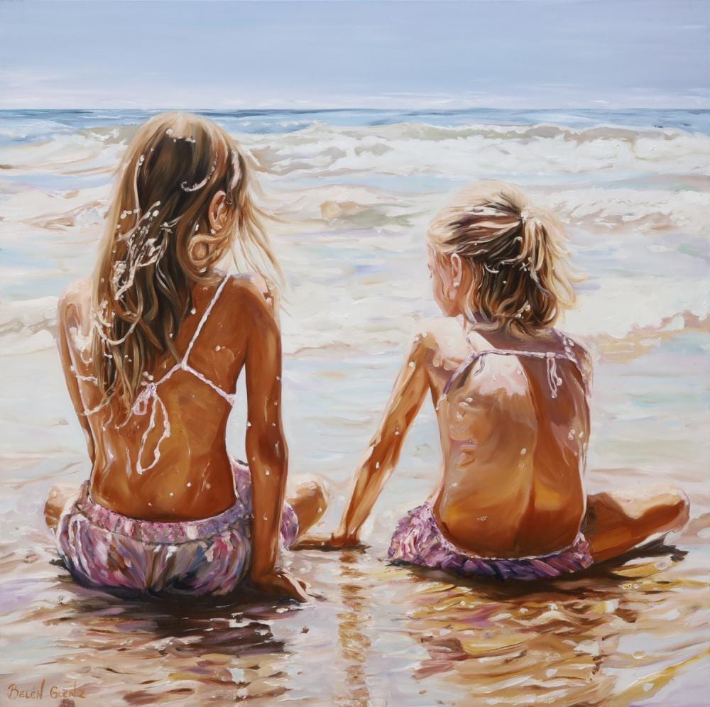 Belen Glenz comparable auction result: belen glenz sisters summer oil on linen 100cm x 100cm