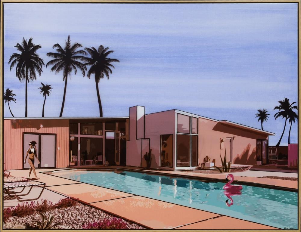 Jacques Lagrange comparable auction result: jack le grange arizona sunset mixed media on linen 103cm x 133cm