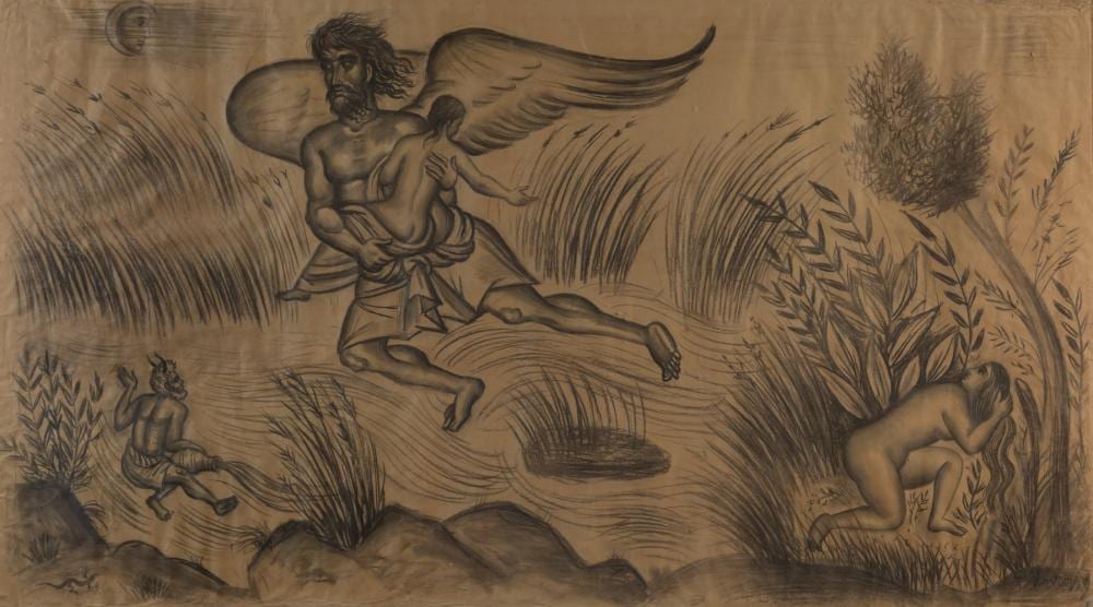 Fotis Kontoglou comparable auction result: fotis kontoglou 1895 1965 le vent voreas saisit orithia qui se baigne dans la rivi re ilissos