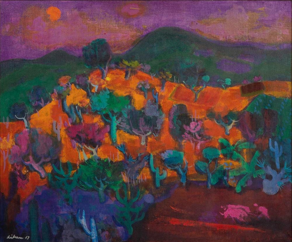 Gustav Likan comparable auction result: gustav likan yugoslavian 1912 1998 acrylic on canvas