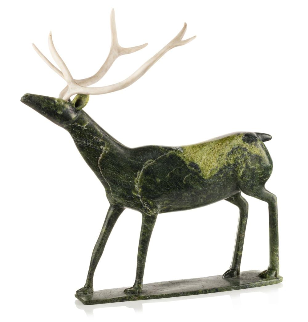 Osuitok Ipeelee comparable auction result: osuitok ipeelee inuit standing caribou mid late 1980s