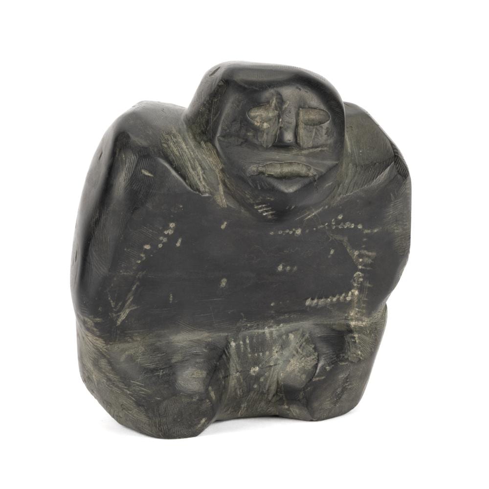 John Kavik comparable auction result: john kavik inuit kneeling woman with plaited hair c early mid 1970s