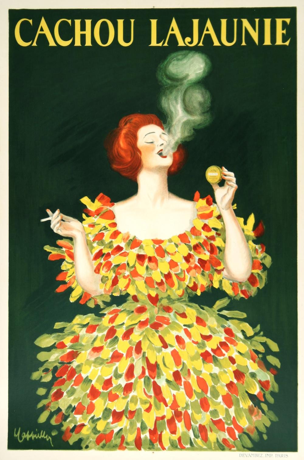 Leonetto Cappiello comparable auction result: leonetto cappiello original 1922 poster for cachou lajaunie breath candy