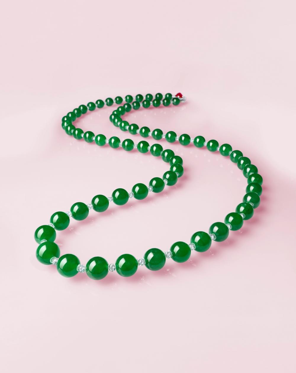 Exquisite Jadeite Bead, RUBY AND DIAMOND NECKLACE. comparable sale