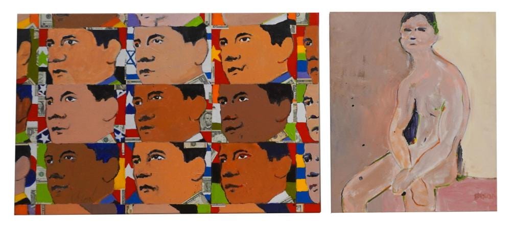 Samuel Dixon comparable auction result: samuel dixon american 20th century facing the issues and untitled two oils on canvas each unframed larger 24 x 36 in 61 x 91 4 cm