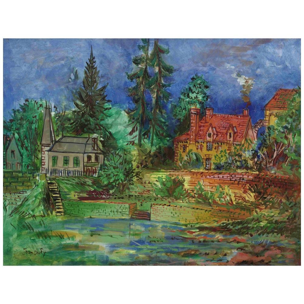 Jean Dufy comparable auction result: jean dufy 1888 1964 la maison perrier preuilly sur claise 19 3 4 x 25 9 16 in 50 2 x 65 cm painted circa 1938 1940