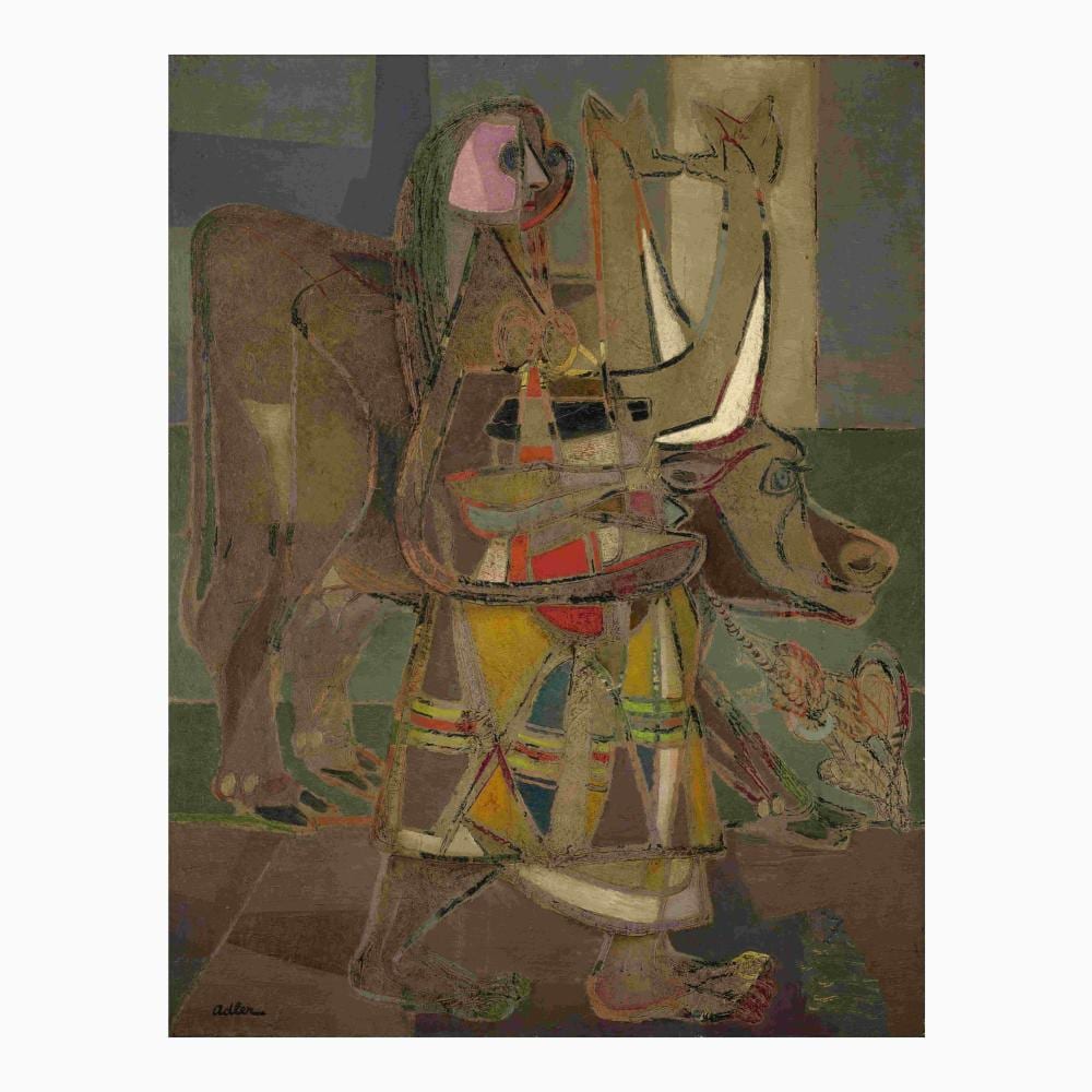 Jankel Adler comparable auction result: jankel adler 1895 1949 bauersfrau mit kuh peasant woman with cow 44 3 16 x 34 in 112 2 x 86 5 cm painted in 1943
