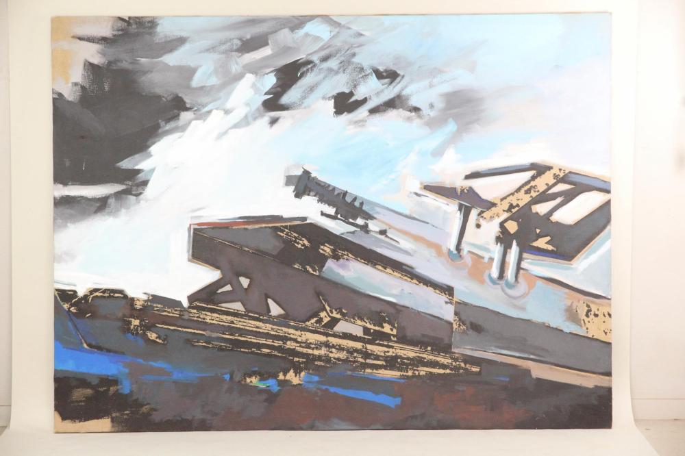 Large Abstract Oil on Canvas Painting, Wilhelm Moser sold by Public Sale Auction House, lot 91 — auction record photograph