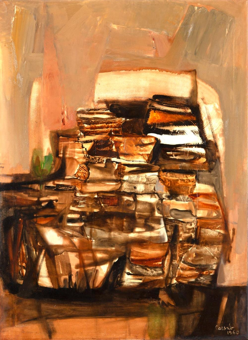 Judy Cassab comparable auction result: judy cassab mood in brown oil on canvas