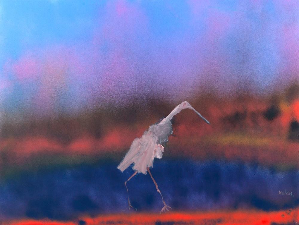 Sidney Robert Nolan comparable auction result: sidney nolan bird oil and acrylic on board