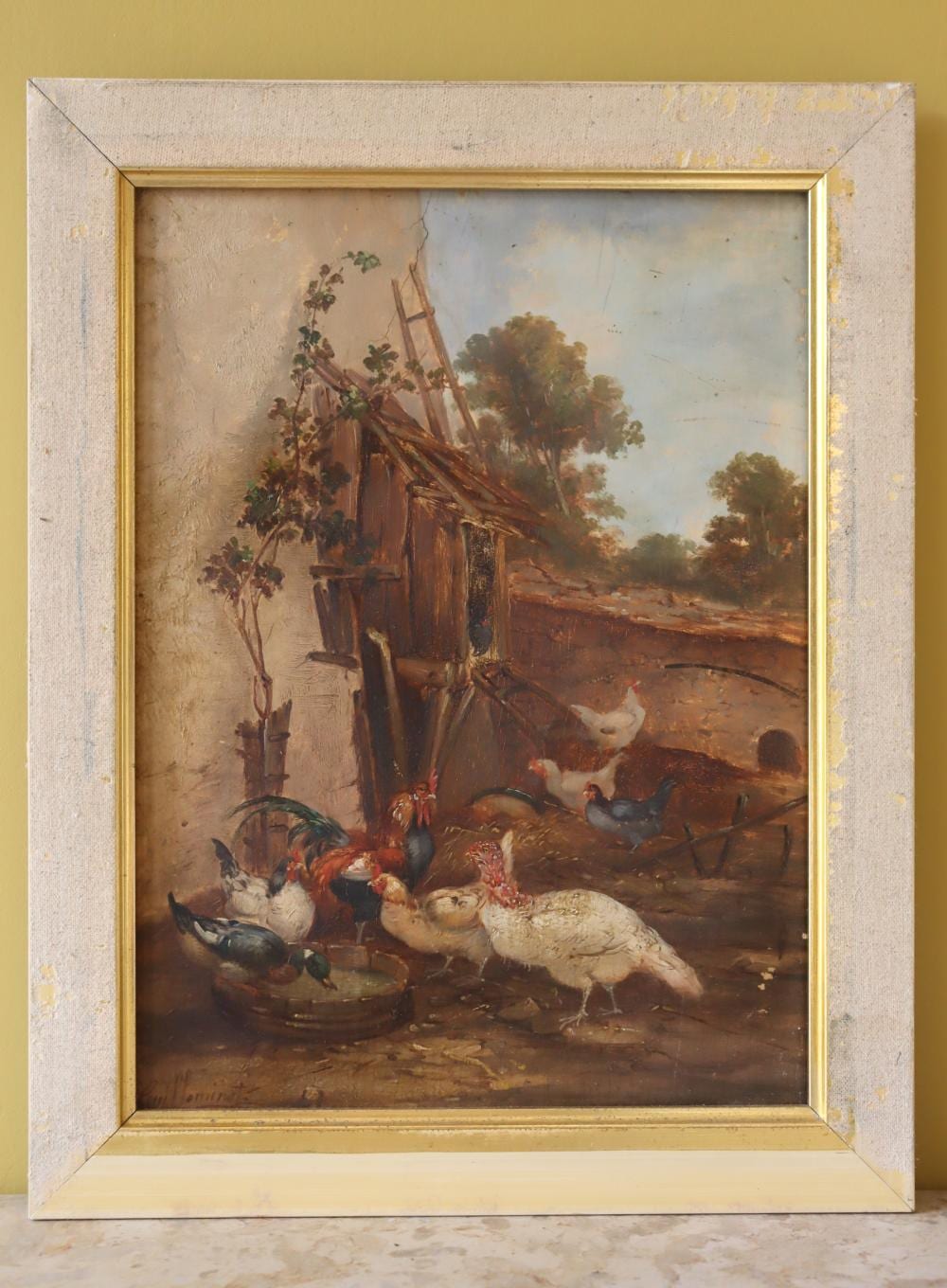 Claude Guilleminet comparable auction result: claude guilleminet 1821 1860 farm yard animals oil on board signed lower left approx 31cm x 23cm