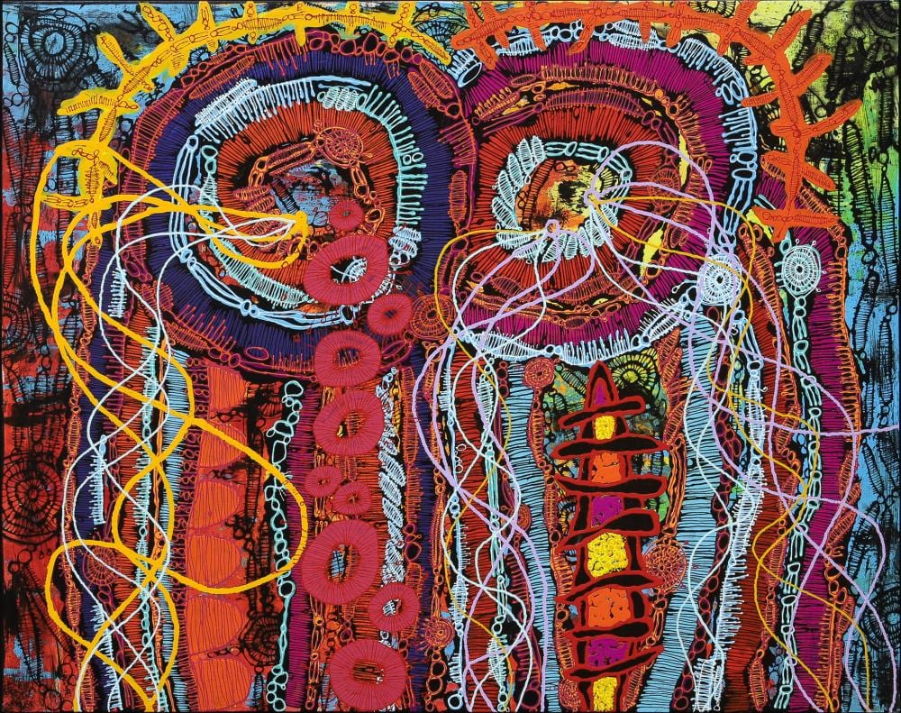Jackie Wirramanda comparable auction result: jackie wirramanda walking on country acrylic on linen 97cm x 122cm