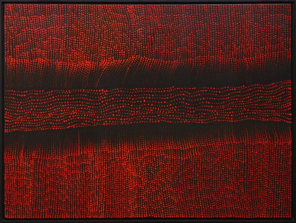 Margaret Lewis Napangardi comparable auction result: margaret lewis napangardi mina mina acrylic on linen 74cm x 98cm