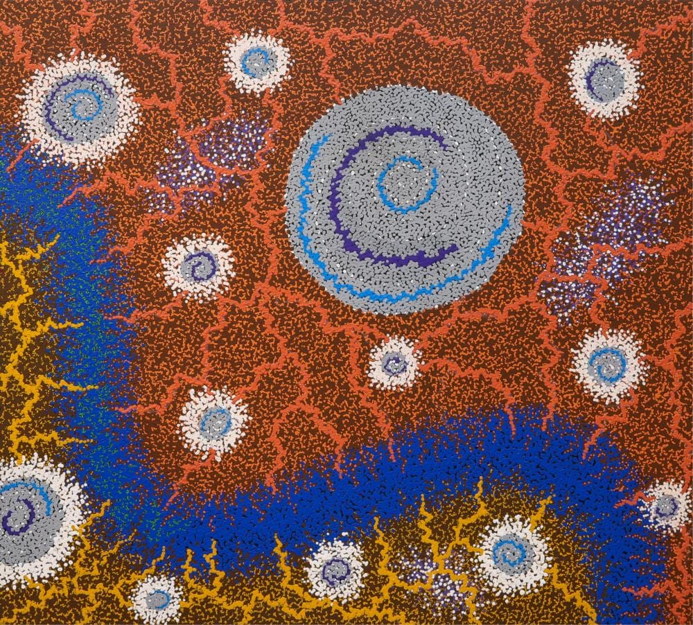 Kyra Campbell comparable auction result: kyra campbell claypan dreaming acrylic on canvas 88cm x 98cm