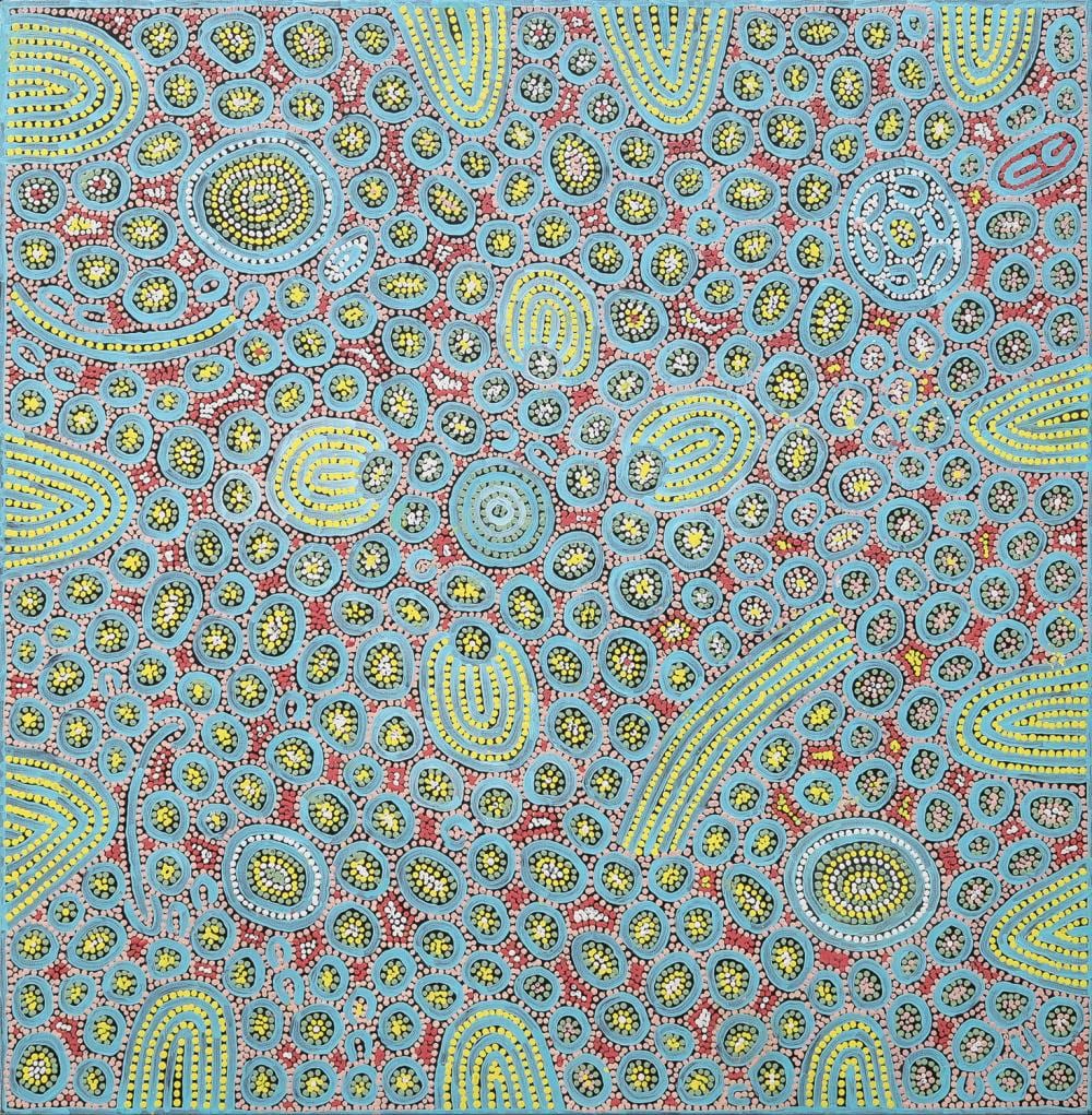 Joylene Reid Napangardi comparable auction result: joylene reid napangardi women s business acrylic on linen 99cm x 101cm