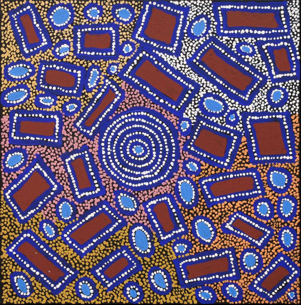 Elizabeth Marks Nakamarra comparable auction result: elizabeth marks nakamarra big water acrylic on linen 72cm x 71cm